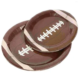 Disposable Dinnerware 20 Pcs Football Party Plates Paper For Birthday Supplies Rugby Serving Tableware Cake Dessert Dinner Trays Soccer