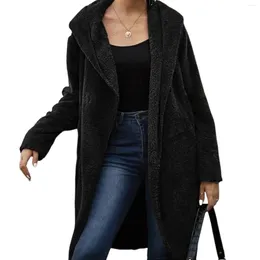 Women's Jackets Long Sleeve Lapel Jacket Fuzzy Fleece Open Front Hooded Cardigans For Daily Wear Office School Party Home