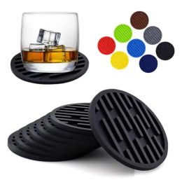 Diameter 10cm Silicone Coasters Round Heat Resistant Rubber Tea Cup Mat Drink Coffee Mug Glass Beverage Holder Pad Decor Table Mat