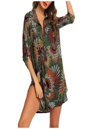 Casual Dresses S3xl Plus Size Dress For Women Swimsuit Holiday Beach 2021 Cover Up Shirt Bikini Beachwear Bathing Suit Robes8259533