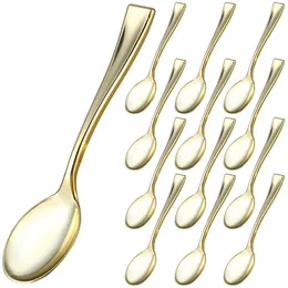 Disposable Flatware 80 Pcs Plastic TeaBulk Spoons Cake Shop Gold Mini Dessert Set Silverware Cutlery