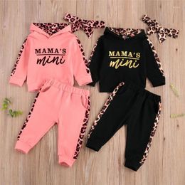 Clothing Sets 0-24m Baby Girl Spring Fall Leopard Print Outfit Long-Sleeved Sweatshirts Pullover Tops Long Trousers Sportswear For Infant