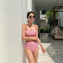 Women's Swimwear WackDaria Women Swimming Suit Bikini Plaid Split Type Sexy High Elasticity Maillot De Dian Femma Summer Beach Vacation