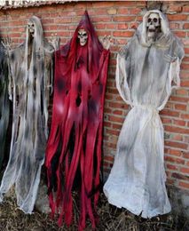 180cm Halloween Skull Skeleton Hanging Ghost Ornament Prop DIY Party Home Door Horror Haunted House Layout Prop Party Decoration Y1678445
