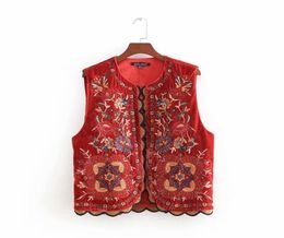 Women Vintage sequins flower embroidery vest jacket ladies retro national style patchwork casual velvet waistCoat CT154 Y2010125739417