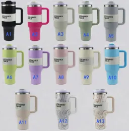 Ready To Ship Quencher 40oz Tumblers H2.0 Stainless Steel Cups Silicone handle Lid Straw 2nd Generation Car 40 oz mugs Water Bottles 20 color HJ5.18