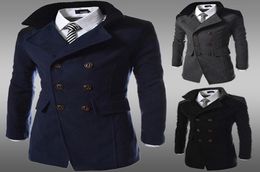 SWYIVY Winter Men039s Wool Coat Slim Casual Long Jacket Warm Woollen Coats Overcoat Male Wool Double Breasted Winter Coat Men 207918495