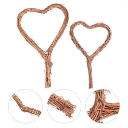 Decorative Flowers 2 Pcs Love Wreath Front Door Wreaths Hanging Branch Party Supplies Rustic Rattan Christmas DIY Garland Wall Heart Craft