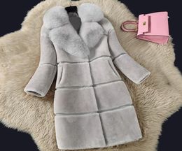 Lugentolo Faux Fur Coat Women Autumn and Winter New Stitching Fur Collar Turndown Collar Covered Button Plus Size 5XL Y2009265518758