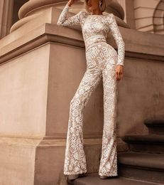 2018 White Lace Jumpsuit Women 2018 Elegant Sexy Party Club Boho Playsuit Bodycon Jumpsuits Skinny Romper Overalls For Women Q19043052896