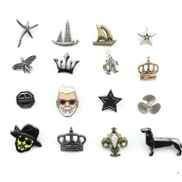 Brooches Fashion Men Brooch Retro Golden Crown Glasses Tobacco Pipe Guitar Leaves Pins Collar Suit Breastpin Pin Men's Dressup