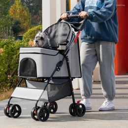 Dog Carrier Cat General Lightweight Stroller Foldable Cart 4 Wheel Pet Trolley With Anti Vibration Spring