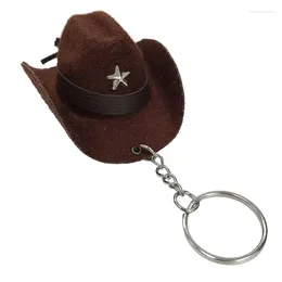 Keychains Stylish Western Cowboy Hat Keychain Pendant Durable Leather Keyrings Portable Bag Key Chains Decoration For Men Women