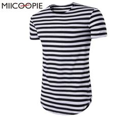 2019 Brand New Clothing Men Long T Shirt Short Sleeve Men039s Hip Hop Longline Striped Tshirt Tops Tee Tshirts Men Undershirt 3967463