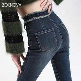 Women's Jeans 2024 Spring Vintage Wide Jean Female Irregular American Fashion Full Length High Waist Tassel Trouser Leg Flare Hem Y2K