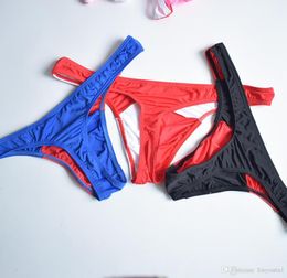 2020 Mens Underwear U Convex Thin Ice Silk Low Waist Contrast Color Men Thongs and G Strings Gay Underwear3238331