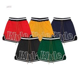 Designer Rhude Shorts Mens Mesh Short Summer Fashion Beach Elastic Band Pants Men High Quality Street Wear Red Blue Black Purple C6ML C6ML