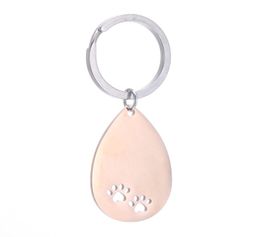 Stainless Steel Dog Paw Keyrings Blank Keychain Diy Charm for Personalised Print Engraved Mirror Polished Pendant Key Chain Ring A4526507