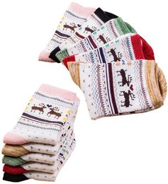 5 Pairs Women Christmas Sock Sweet Candy Color Cartoon Elk Women Socks Winter Warm Cotton Shorts Ankle Socks Meias Calcetines6979275