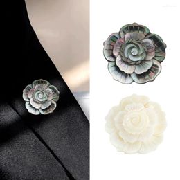 Brooches 3D Three Layers Petal Flower Black Mother Of Pearl Shell Brooch Pendant Streamer Elegance Woman Suit Custom Lapels Badge Jewelry