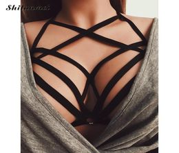 Sexy Women Underwear Gothic Bra Harness Straps Goth Cage Bra Garter Belt Adjustable Body Bondage Lingerie Erotic Bra tops6498410