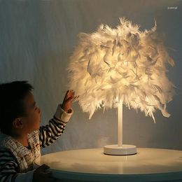 Table Lamps Colorful Feather E27 Home Decorative Desk Lamp For Bedroom Bedside Fixture LED Light Living Room