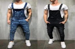 Fashion Mens Ripped Jeans Jumpsuits Street Distressed Hole Denim Bib Overalls For Man Suspender Pants trousers Size S3XL6840464