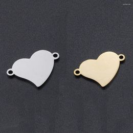 Charms WZNB 10Pcs Hearts Stamping Blank Stainless Steel Pendant Connector For Jewelry Making Handmade Necklace Diy Accessories