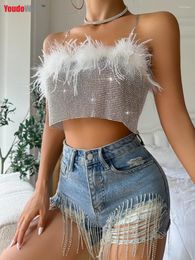 Women's Tanks Y2K Sexy Sequin Streetwear Nightclub Crop Tank Top Backless Camisoles For Women Clubwear Party Camis Festival Rave Outfits