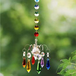 Decorative Figurines Colour Faceted Prism Crystal Car Pendant Outdoor Decor Revolving Blossom Shiny Lighting Suncatcher Room Bead Hanging