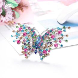 Brooches Retro Alloy Rhinestone Crystal Colour Butterfly Brooch Fashion Temperament Corsage Pin Clothing Accessories Women