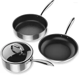 Cookware Sets Stainless Steel Pots And Pans Set Induction 4-Piece With Lid For Oven & Dishwasher Safe By MOMOSTAR