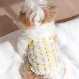 Dog Apparel 1PC Thin Clothes Puppy Two-legged Pet Products Cat Dresses Vest Flower Button Fashion Summer Kawaii Breathable