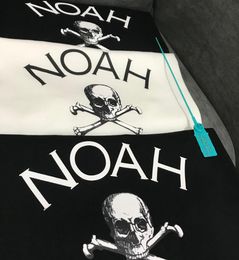 Stylish Check Noah NYC Core Pirate Skull Heavy Fabric Cotton round Neck Pullover Short Sleeve Tshirt Black and White1350311