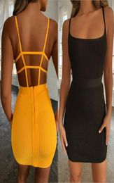 Women Sexy Spaghetti Strap Knitted Bandage Plaid Mini Dress Strapless Club Party Bodycon Clubwear Mini Short Pencil Dress2850138