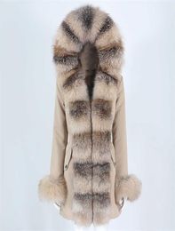 OFTBUY Waterproof Winter Jacket Women Real Fur Coat Natural Real Raccoon Fur Hooded Long Parkas Outerwear Detachable 2110138449090