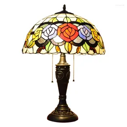 Table Lamps European-Style Antique Dining Room Bedroom Bedside Living And El Creative Idyllic Glass Roses Lamp