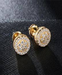 Yellow Gold Color Hiphop CZ Zircon Square Stud Earrings for Men Women and Girls Gifts Diamond Earrings Studs Punk Rock Rapper Jewe8017581