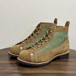 Boots 2024 Handmade Goodyear Cow Suede Leather Men Shoes Vintage British Tooling Ankle Autumn Winter Motorcycle Outdoor