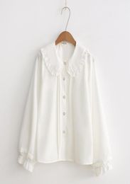 Gothic LOLITA Blouse Shirt PeterPan Colar Cosplay Kawaii Shirt Lo Peplum Tops White Blouse Y2004027560679