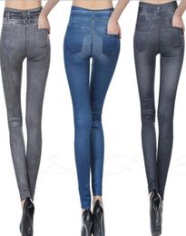 slim jeggings women leggings with real pockets 2016 New Faux jeans leggings Ladies fashion legging sport pants Trousers XXL6263590