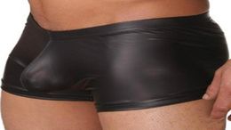 Underpants Sexy Men Boxers Underpant Open Crotch Faux Leather Briefs Shorts Underwear Male Soft Black Swimwear Plus Size8249626