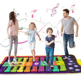 Childrens Music Piano Mat Duet Keyboard Play Mat 20 Keys Floor Piano 8 Instrument Sound 5 Paly Modes Dance Pad Educational Toys 240517