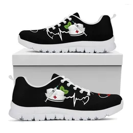 Casual Shoes Cap Print Women Fashion Sneakers Care Design Lace-Up Flat Walking Breathable Cozy Light Footwear