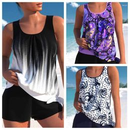 Women's Swimwear 2024 Tankini 2 Piece Large Size S-2XL Swimsuit Printing Bikini Big Busts Padded Bathing Suits Sports