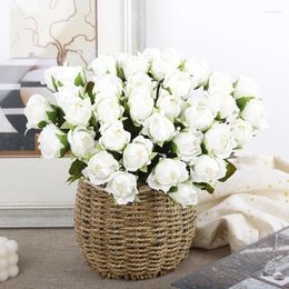 Decorative Flowers Simulation Mini Rose Bud Decoration 9 Head Roses Silk Living Room Wedding Decorations