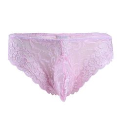 Mens Sissy Lingerie Panties Underwear Lace Floral Bulge Pouch Low Rise See Through Bikini Briefs Gay Erotic Underpants Nightwear5929930