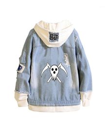 Men039s Hoodies Sweatshirts Anime Soul Eater Coat Teens Cowboy Cosplay Jacket Men Women Casual Denim Hooded Loose Cartoon6621286