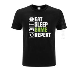 Eat Sleep Game TShirt For Man Funny Gamer Gaming Christmas Birthday Gift Crew Neck Tshirt Printed Men Tees2565938