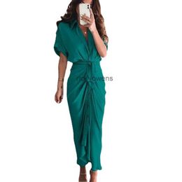 Retail Women Shirt Dresses Designer Commuting Plus Size S-3xl Office Lady Short Sleeve Long Maxi Dress Fashion Forged Face Women 2023 Clothing